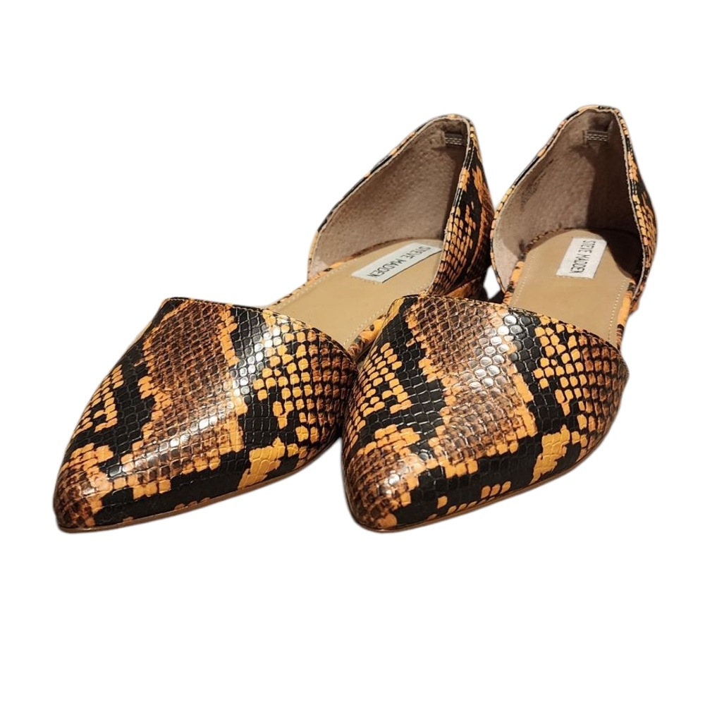 Steve Madden Women's Snakeskin Flats - Black and Brown